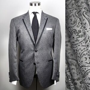 JOS A BANK Satin Edged Lapel Paisley Dinner Jacket 46R Blazer Tailored C080675